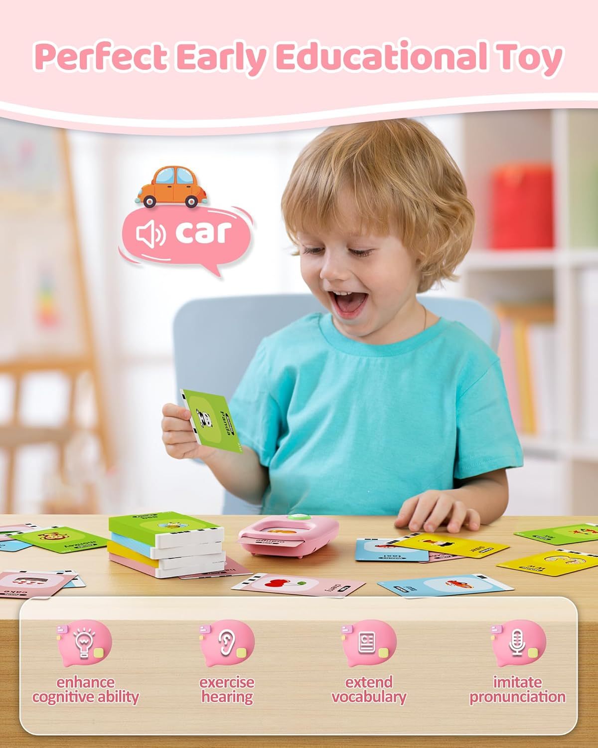 Talking Flash Cards,Kids Toddler Flash Cards With 448 Sight Words,Montessori Toys,Autism Sensory Toys,Speech Therapy Toys,Learning Educational Gifts For Age 1 2 3 4 5 Years Old Boys And Girls
